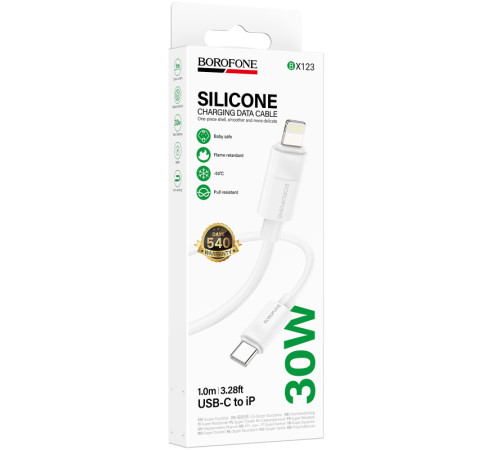 Дата кабель Borofone BX123 Leya Type-C to Lightning 30W (1m) White