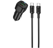 АЗП Borofone BZ34B Cloud PD20W+QC3.0 total 38W (1USB-A/1C) + кабель Type-C to Type-C Black