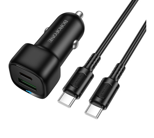 АЗП Borofone BZ34B Cloud PD20W+QC3.0 total 38W (1USB-A/1C) + кабель Type-C to Type-C Black