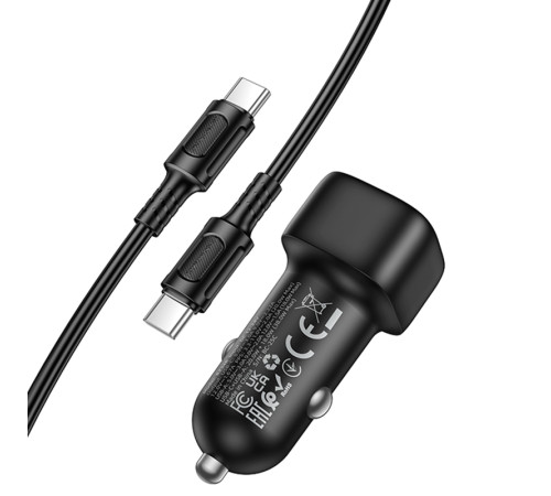 АЗП Borofone BZ34B Cloud PD20W+QC3.0 total 38W (1USB-A/1C) + кабель Type-C to Type-C Black