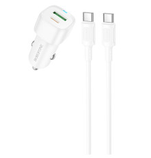 АЗП Borofone BZ34B Cloud PD20W+QC3.0 total 38W (1USB-A/1C) + кабель Type-C to Type-C White