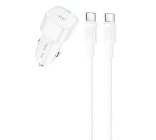 АЗП Borofone BZ34A Cloud PD20W (1USB-C) + кабель Type-C to Type-C White