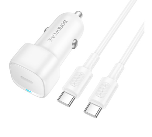 АЗП Borofone BZ34A Cloud PD20W (1USB-C) + кабель Type-C to Type-C White