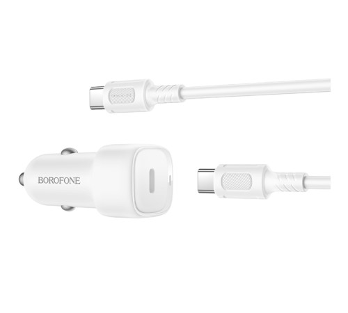 АЗП Borofone BZ34A Cloud PD20W (1USB-C) + кабель Type-C to Type-C White