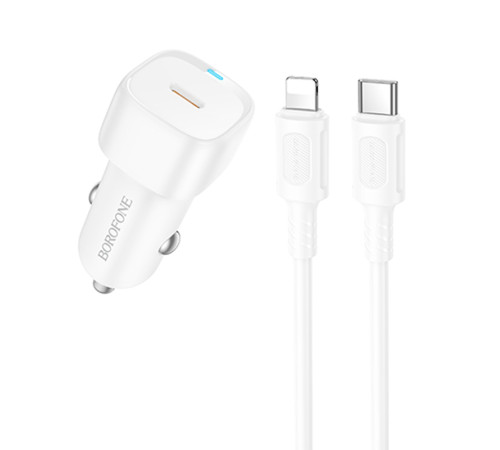 АЗП Borofone BZ34A Cloud PD20W (1USB-C) + кабель Type-C to Lightning White
