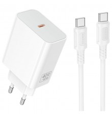МЗП Borofone BA109A Star PD40W (1USB-C) + кабель Type-C to Type-C White