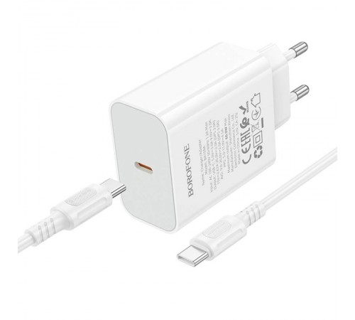 МЗП Borofone BA109A Star PD40W (1USB-C) + кабель Type-C to Type-C White