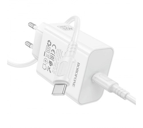 МЗП Borofone BA109A Star PD40W (1USB-C) + кабель Type-C to Type-C White