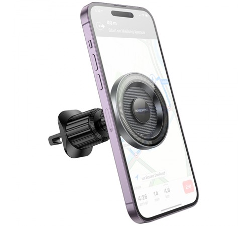 Автотримач Borofone BH122 Profit ring magnetic (air outlet) Black / Metal gray