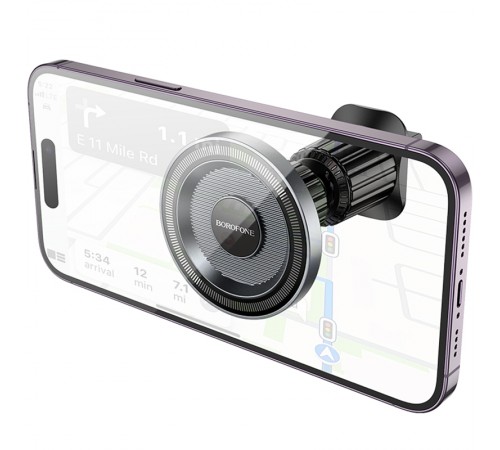 Автотримач Borofone BH122 Profit ring magnetic (air outlet) Black / Metal gray