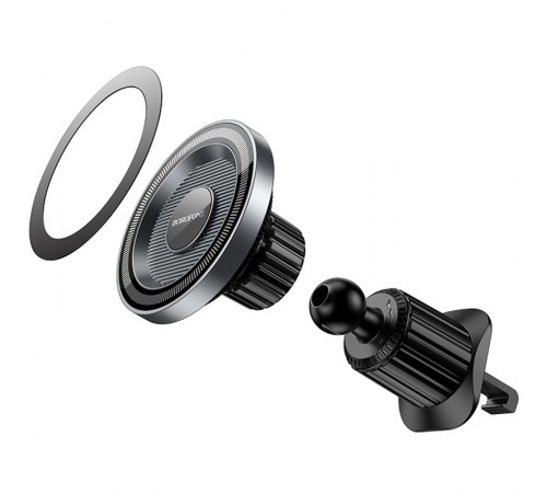 Автотримач Borofone BH122 Profit ring magnetic (air outlet) Black / Metal gray