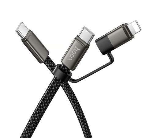Дата кабель Hoco X125 Surplus 2in1 Type-C to Lightning/Type-C 60W (1m) Black