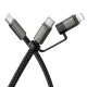 Дата кабель Hoco X125 Surplus 2in1 Type-C to Lightning/Type-C 60W (1m) Black