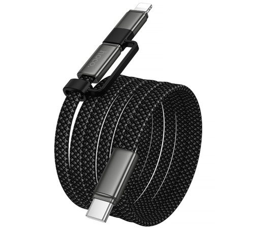 Дата кабель Hoco X125 Surplus 2in1 Type-C to Lightning/Type-C 60W (1m) Black