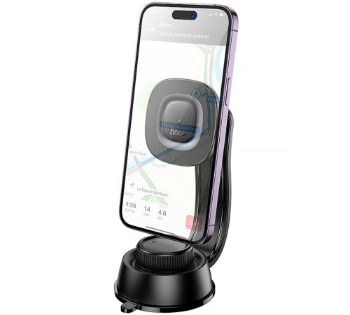 Автотримач з БЗП Hoco HW31 Crown Magnetic Wireless Charging 15W Black / Metal gray