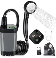Портативний душ Spopal Pro Water Temp and Battery Level Indicator 6000mAh + bucket 20L (USB-C) Black