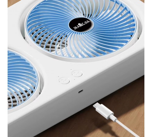 Настільний вентилятор F105 Dual-Fan Design 1800mAh Blue
