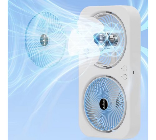 Настільний вентилятор F105 Dual-Fan Design 1800mAh Blue