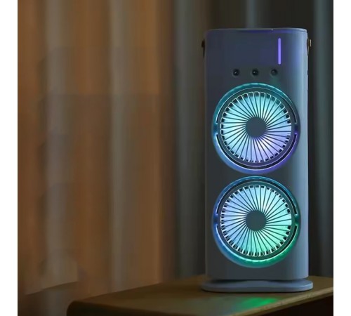Настільний вентилятор F12 Spray Dual-Fan 2in1 з водяним охолодженням 1800mAh White