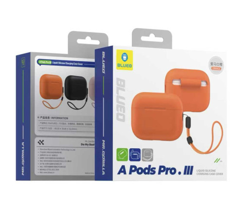 Силіконовий футляр BlueO Liquid silicone для навушників Airpods Pro 3 Orange