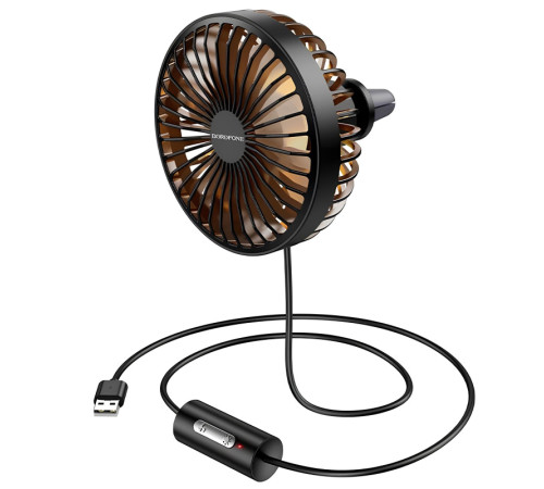 Вентилятор автомобільний Borofone DBF11 three speed (USB-A) Black