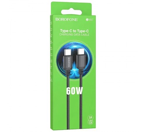 Дата кабель Borofone BX87 Type-C to Type-C 60W (1m) Black