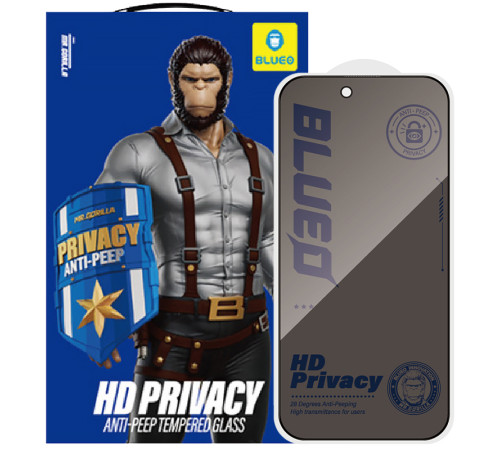 Захисне 2.5D скло Blueo Full Cover Anti-Peep для Apple iPhone 18 Pro Max (6.9") Чорний