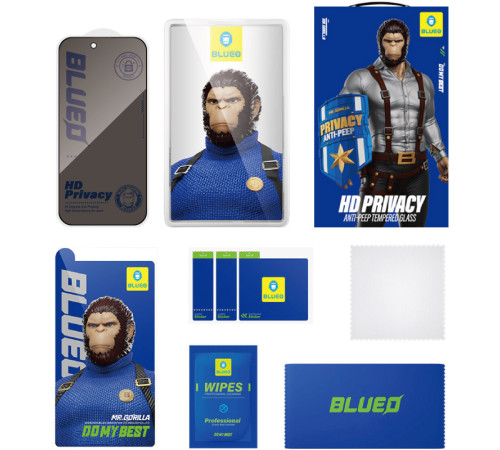 Захисне 2.5D скло Blueo Full Cover Anti-Peep для Apple iPhone 18 Pro Max (6.9") Чорний