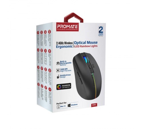 Миша бездротова Promate Kitt Black