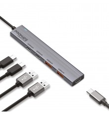 Концентратор USB Type-C Promate LiteHub-Pro 4 in 1 Grey (litehub-pro)