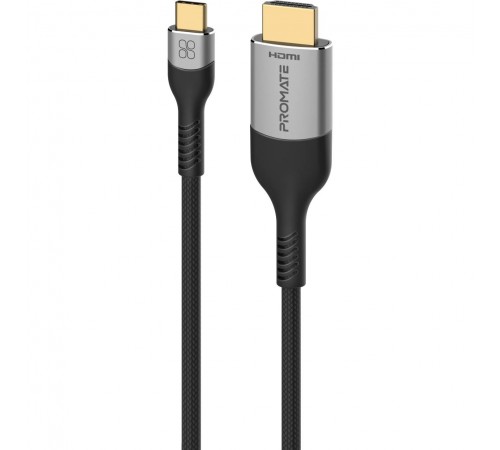Кабель Promate USB Type-C - HDMI V 2.1 (M/M), 1.8 м, Grey (mediacord-8k.grey)