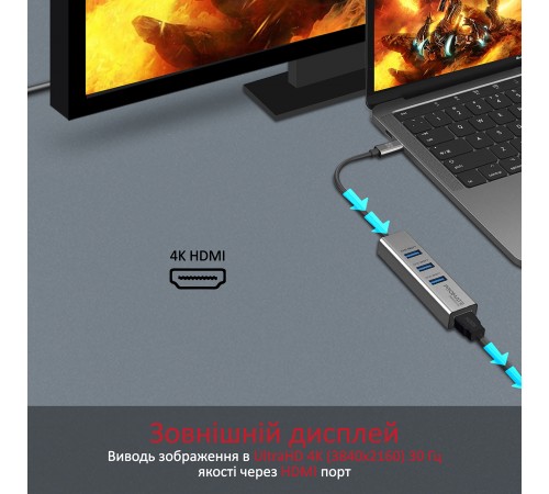 USB-хаб Promate MediaHub-C3 USB Type-C Grey