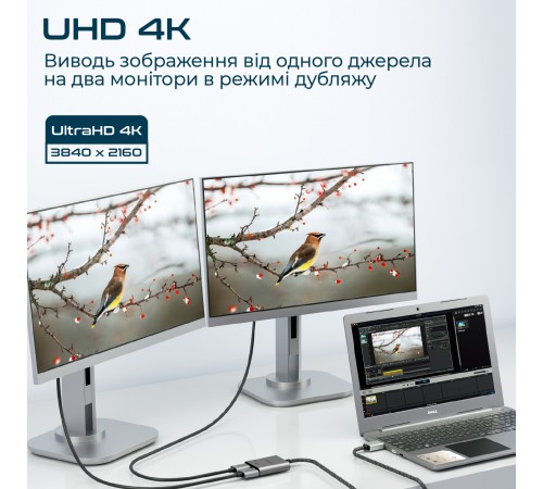 Адаптер Promate HDMI - 2xHDMI (M/F) 1 м Black (mediasplit-h2.black)