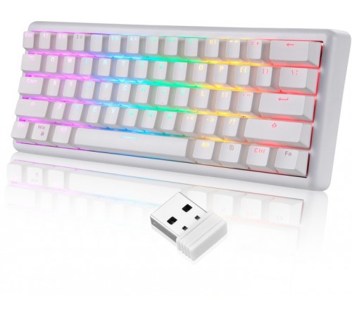 Клавіатура бездротова Motospeed SK66 Gateron Red Hot Swap White (mtsk66wmr)