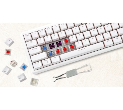Клавіатура бездротова Motospeed SK66 Gateron Red Hot Swap White (mtsk66wmr)