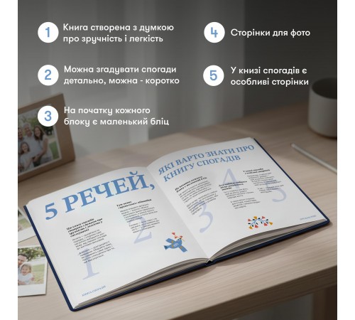 Книга спогадів Orner Історії найкращого тата, темно-синій (orner-3500)
