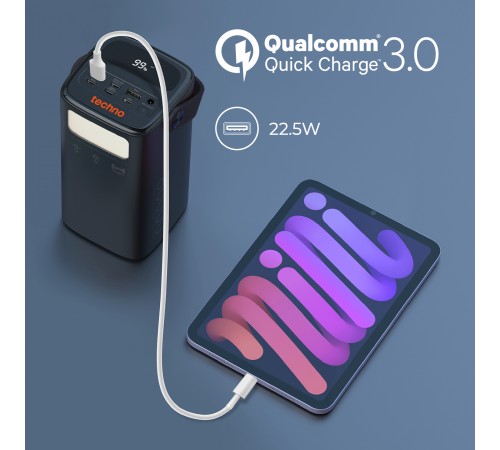 Універсальна мобільна батарея Techno 80000mAh PD 65W QC 3.0 Black (powerbank-80)