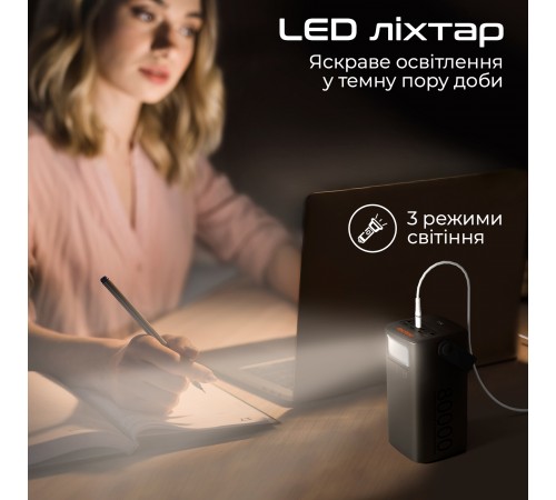 Універсальна мобільна батарея Techno 80000mAh PD 65W QC 3.0 Black (powerbank-80)