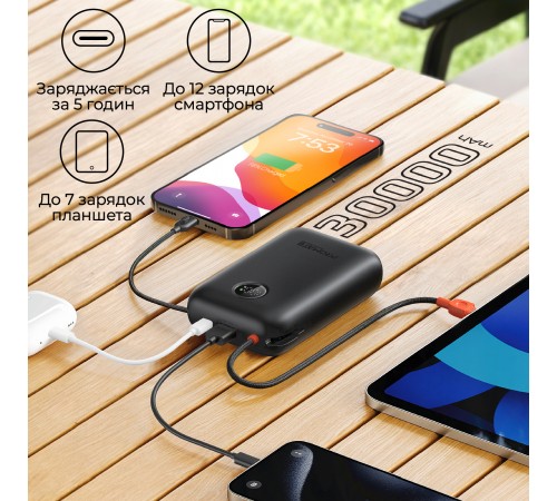 Універсальна мобільна батарея Promate PowerPod-30 30000mAh 35W Black