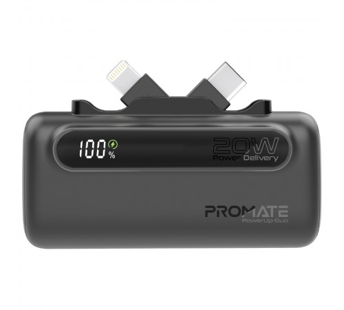Універсальна мобільна батарея Promate PowerUp-Duo 5000mAh 20W Black