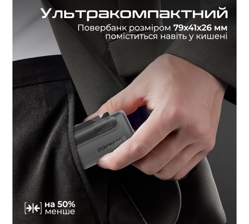 Універсальна мобільна батарея Promate PowerUp-Duo 5000mAh 20W Black