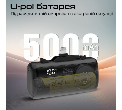 Універсальна мобільна батарея Promate PowerUp-Trio 5000mAh 20W Black