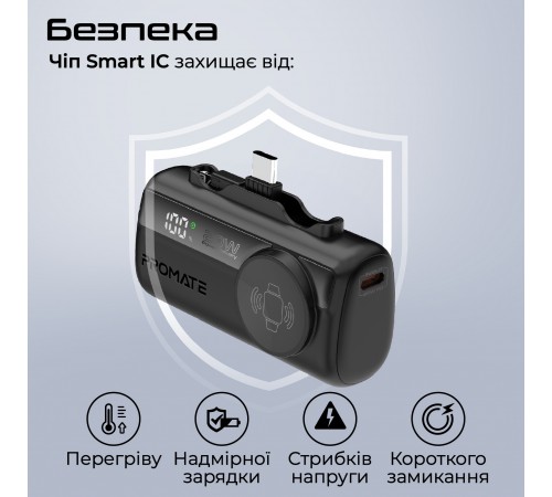 Універсальна мобільна батарея Promate PowerUp-Trio 5000mAh 20W Black