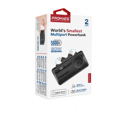 Універсальна мобільна батарея Promate PowerUp-Trio 5000mAh 20W Black