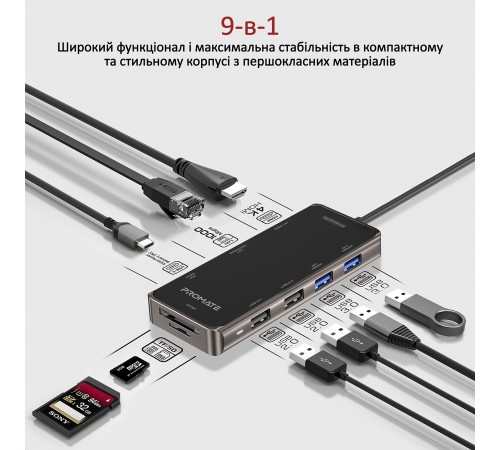 USB-хаб Promate PrimeHub USB Type-С 7-в-1 (primehub-go.grey)