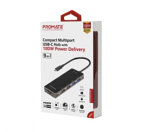 USB-хаб Promate PrimeHub USB Type-С 7-в-1 (primehub-go.grey)