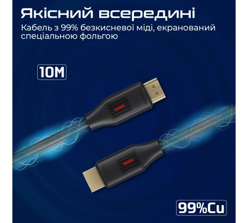 Кабель Promate HDMI - HDMI (M/M), 10 м, Black (prolink4k60-10m)