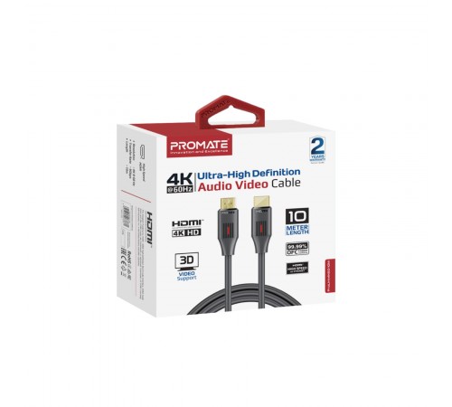 Кабель Promate HDMI - HDMI (M/M), 10 м, Black (prolink4k60-10m)