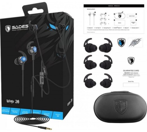Гарнітура Sades SA-606 Wings 20 Black/Blue (sa606blj)