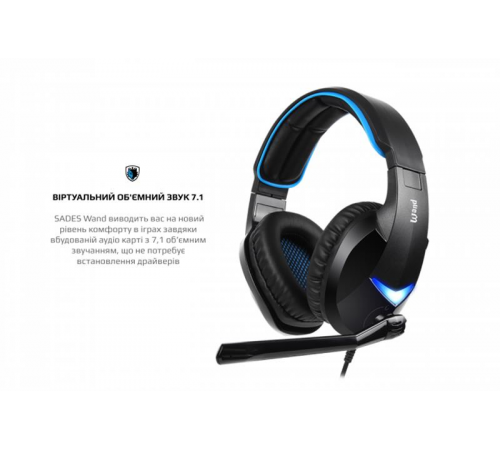 Гарнітура Sades SA-914 Wand Black/Blue LED (sa914bku)